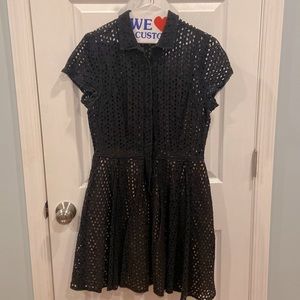 BCBG Max Azria Short Sleeve Eyelet A-Line